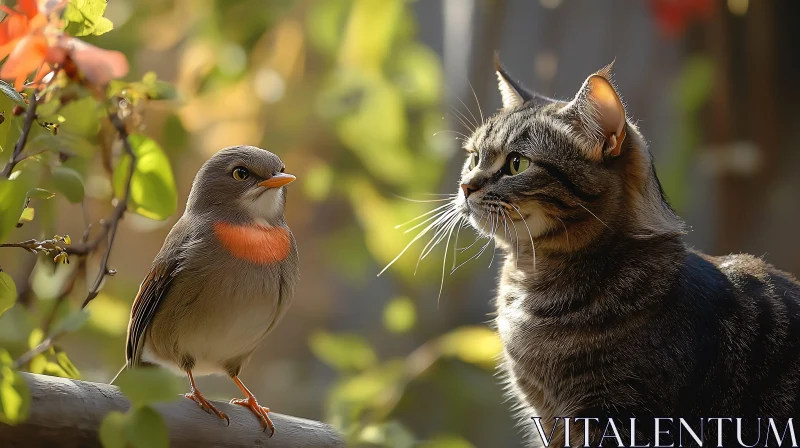 Bird Meets Cat: A Moment of Connection AI Image