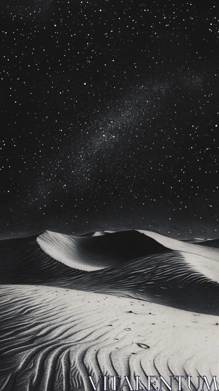 AI ART Nighttime Desert with Stars