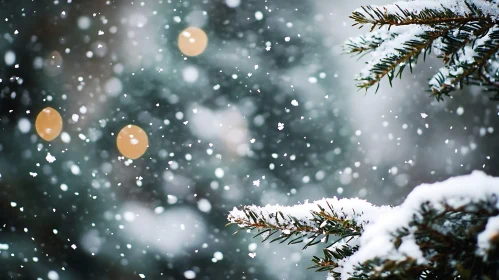 Winter Wonderland: Snow on Pine Branches