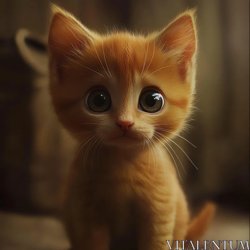 Cute and Curious Orange Kitten AI Image