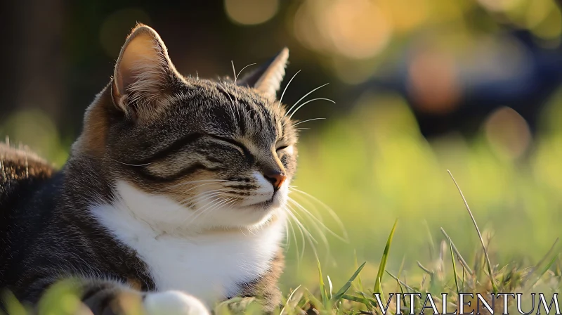 Cat Basking in Sunlight AI Image