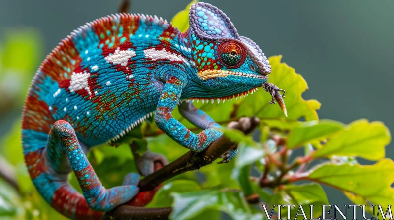Colorful Chameleon on Branch - Nature's Marvel AI Image