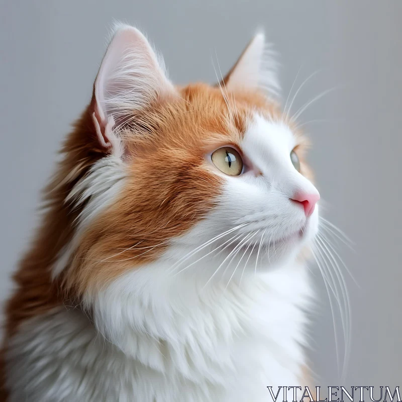 Ginger and White Cat Close-Up AI Image