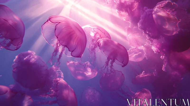 Ethereal Jellyfish Floating in Ocean AI Image