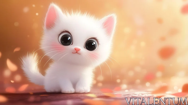 Charming Kitten Illustration with Soft Fur AI Image