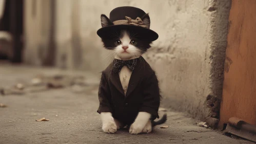 Sophisticated Kitten in Classic Attire