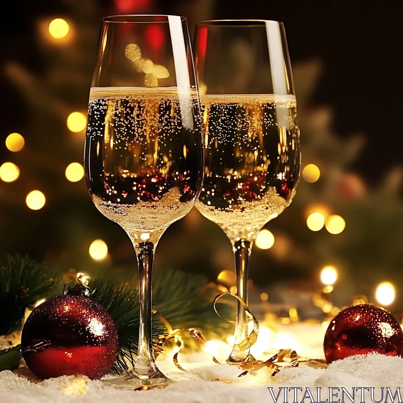 Festive Toast with Bubbly Champagne AI Image