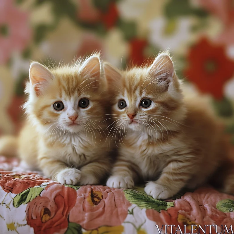 Cute Fluffy Ginger Kittens AI Image