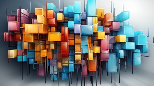Colorful Glass Three-Dimensional Abstraction