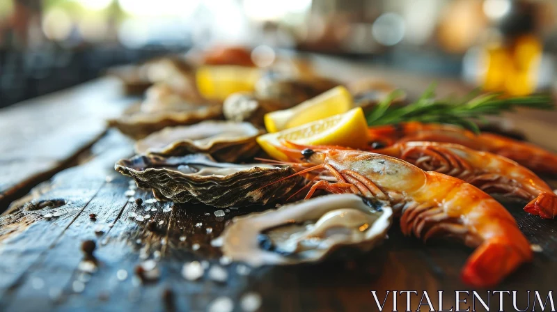Delicious Fresh Seafood on a Rustic Wooden Table AI Image