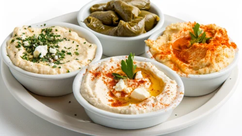 Exquisite Mediterranean Appetizers: Hummus, Grape Leaves & More