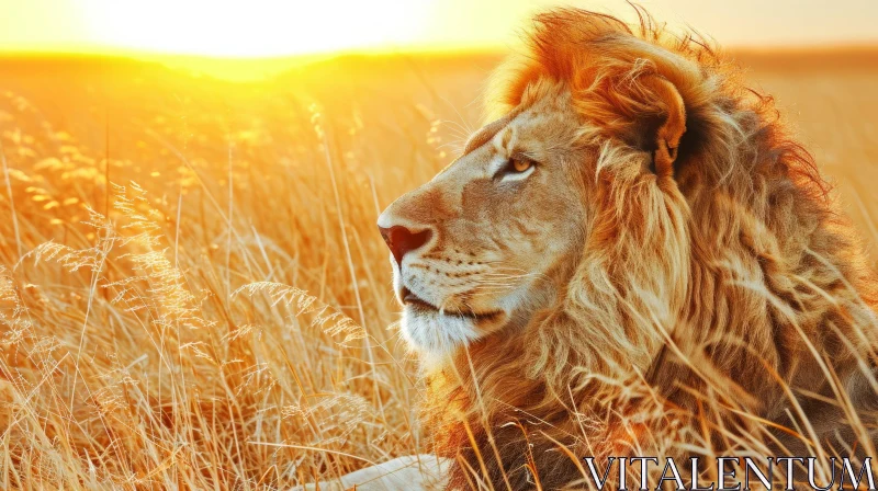Powerful Lion in the Wild: Captivating Wildlife Photography AI Image