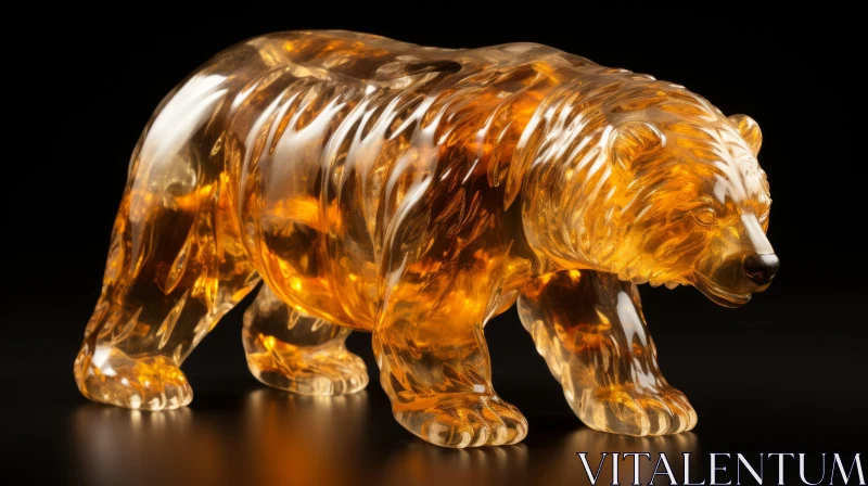 Radiant Amber Glass Bear Sculpture | Artistic Creativity AI Image