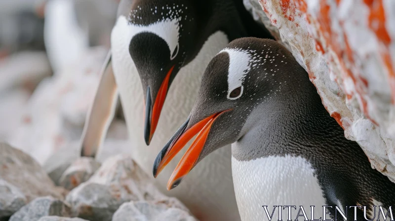 Stunning Image of Gentoo Penguins on a Rocky Beach AI Image