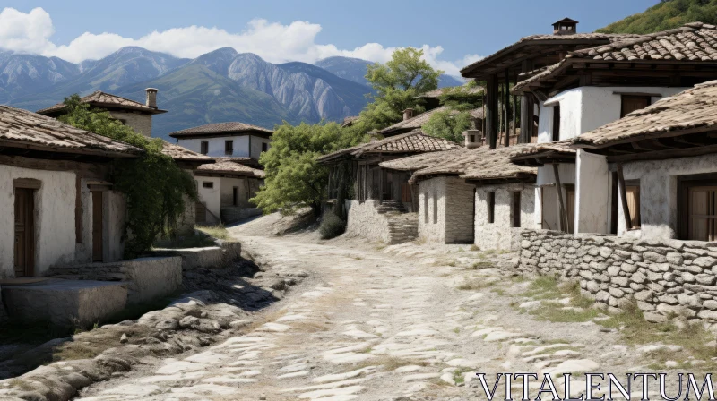 Traditional Mountain Village: A Study in Vernacular Architecture AI Image