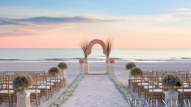 AI ART Tranquil Beach Wedding Ceremony Under Richly Colored Skies