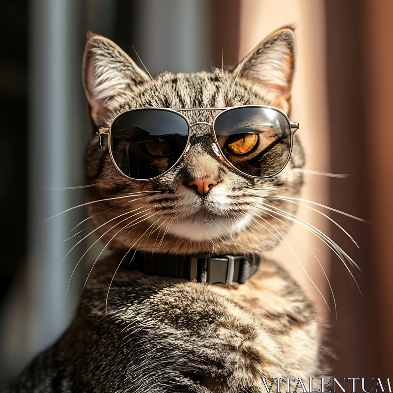 Trendy Cat with Sunglasses AI Image