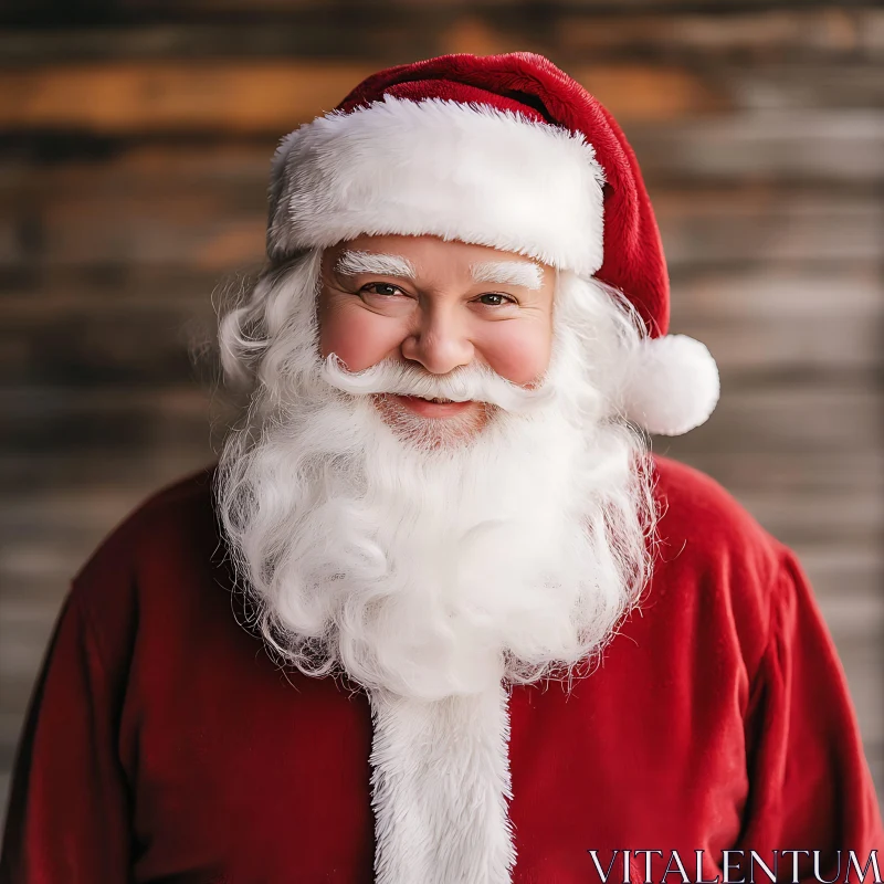 Jolly Santa in Traditional Christmas Attire AI Image