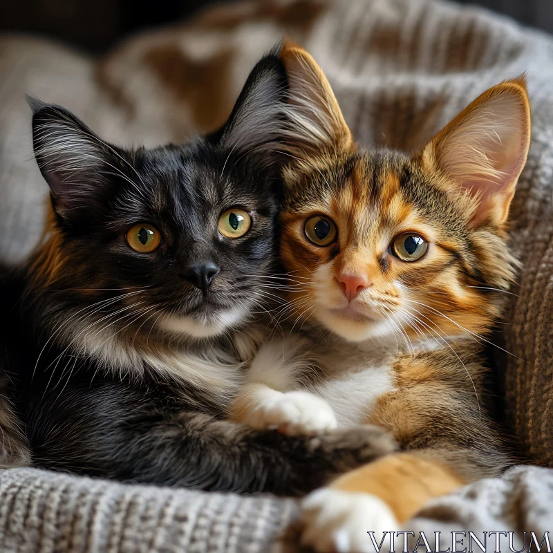 Cute Kittens Snuggling Together AI Image