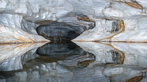 Mirrored Cave Reflections in Serene Waters