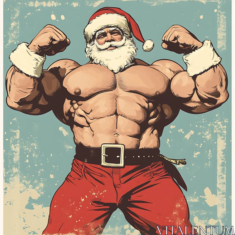 Strongman Santa Claus Holiday Illustration AI Image