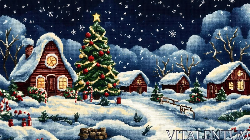 AI ART Scenic Snowy Christmas Night