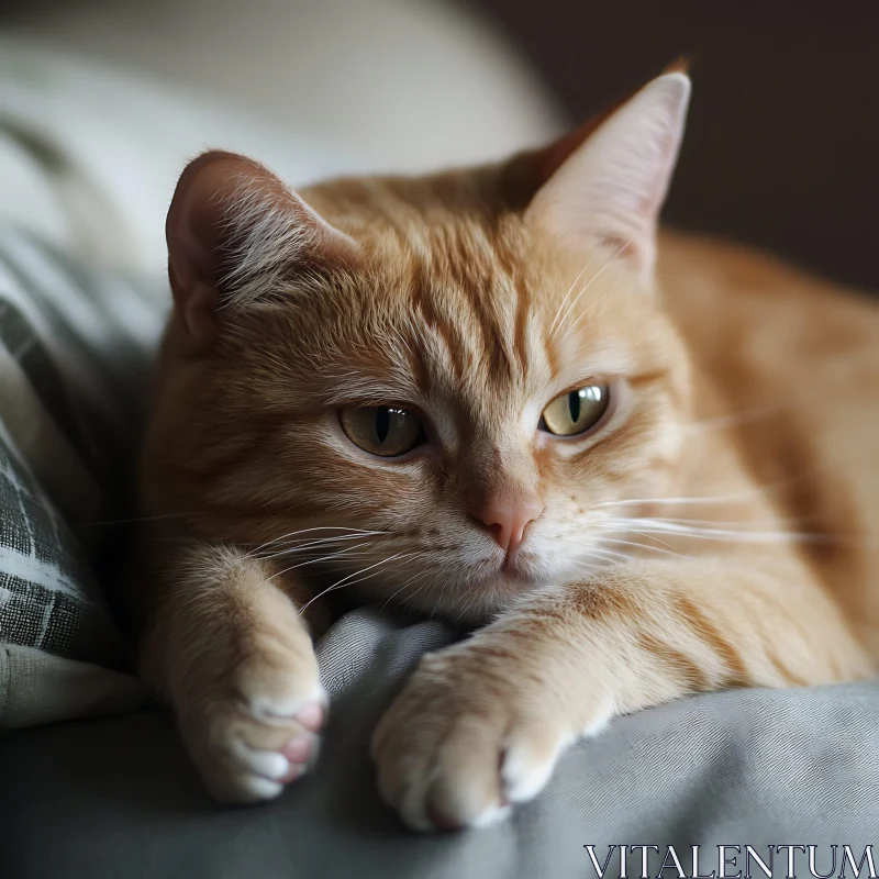 Ginger Feline Resting Close-Up AI Image