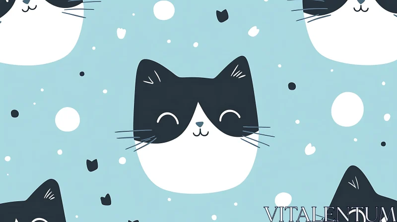 AI ART Playful Cat Face Illustration