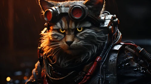 Industrial Sci-Fi Cat with Cyber Gear