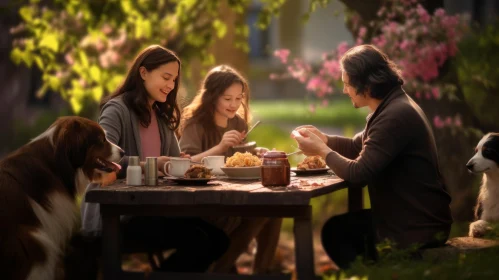 A Serene Family Breakfast in Nature's Embrace