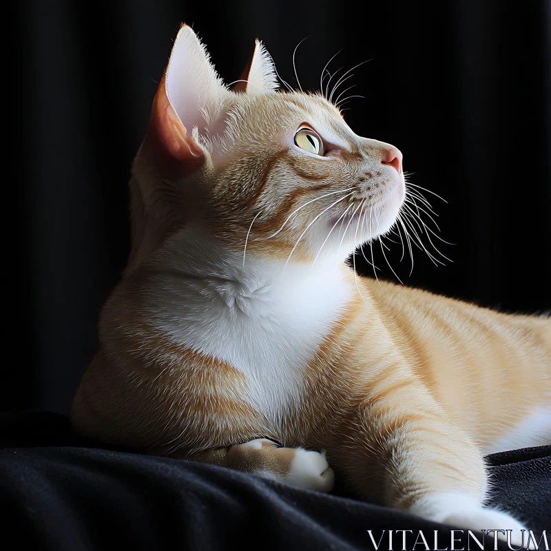 Light Brown and White Cat in Profile AI Image