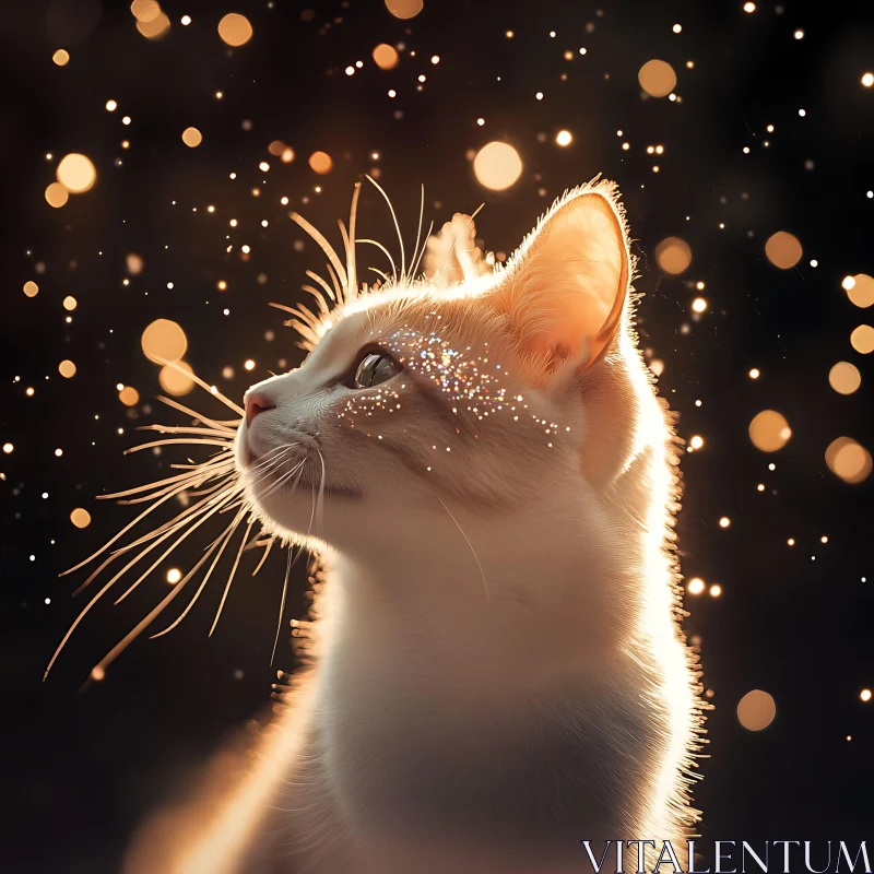 Cat With Sparkles and Bokeh AI Image