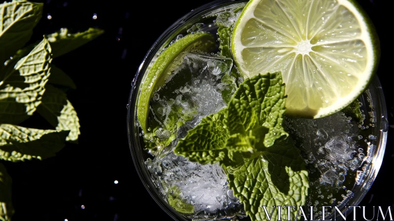 Refreshing Glass of Water with Lime and Mint | Photostock Image AI Image