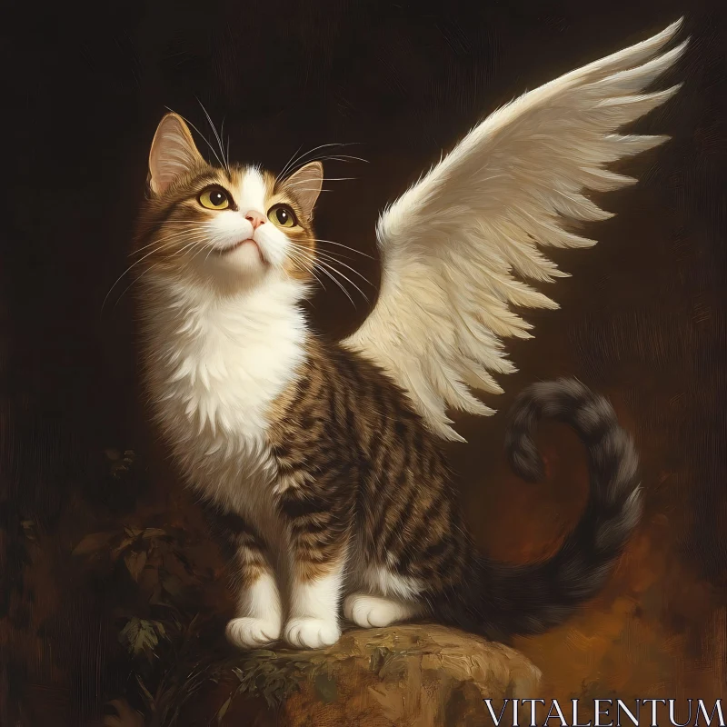 Angelic Feline with Majestic Wings AI Image