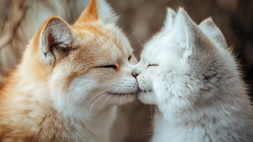 Cats Sharing Affection with a Kiss