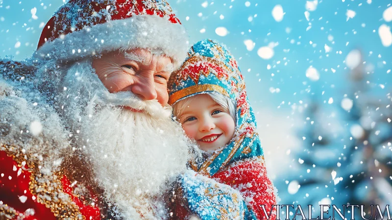 AI ART Joyful Christmas with Santa and Child