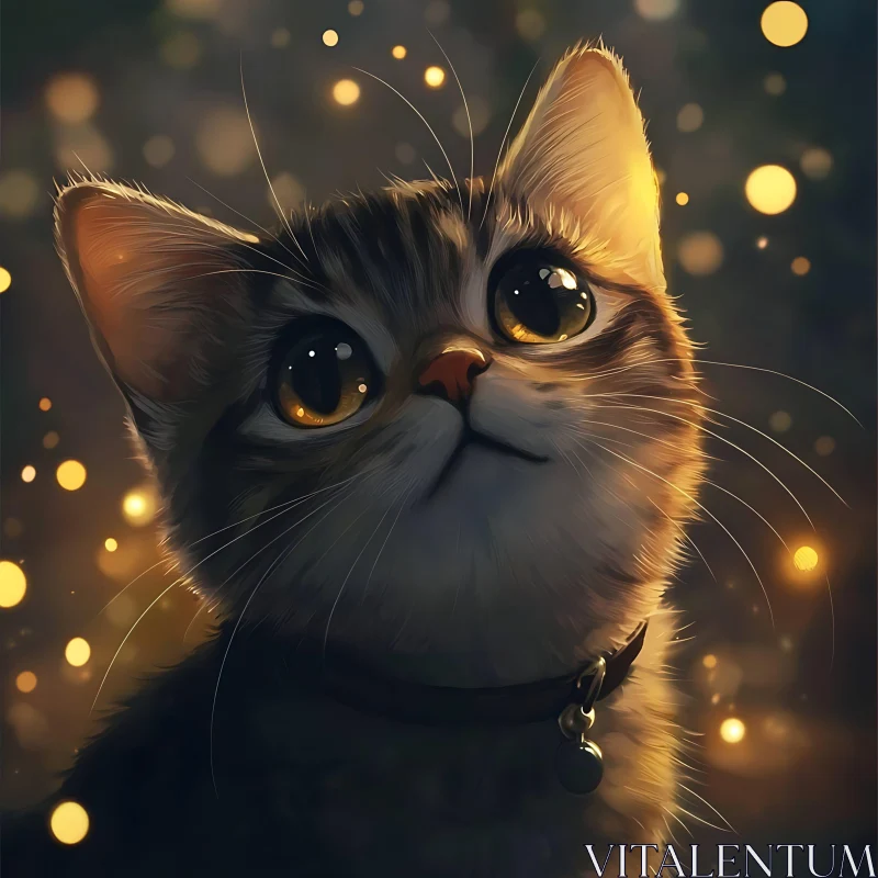 Cute Kitten in a Magical Setting AI Image