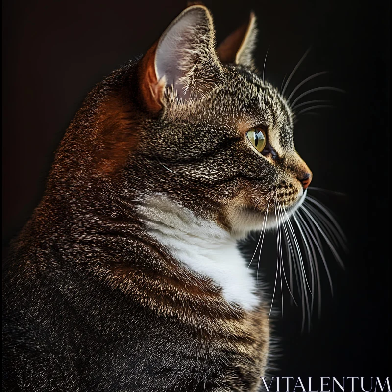 Profile View of a Tabby Cat AI Image