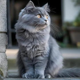 Elegant Gray Cat with Enchanting Golden Eyes