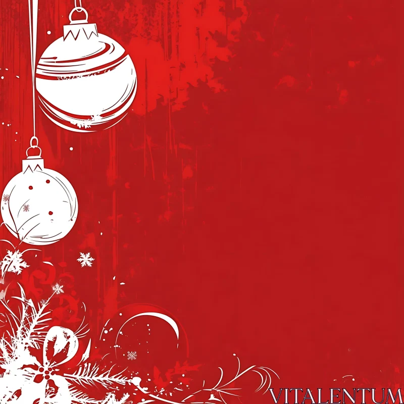 Minimalist Christmas Ornaments on Red Background AI Image