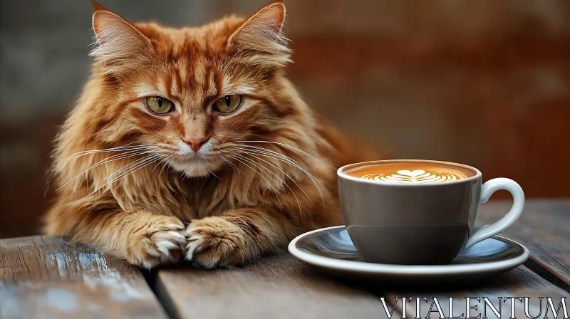 Charming Cat and Elegant Coffee Cup AI Image