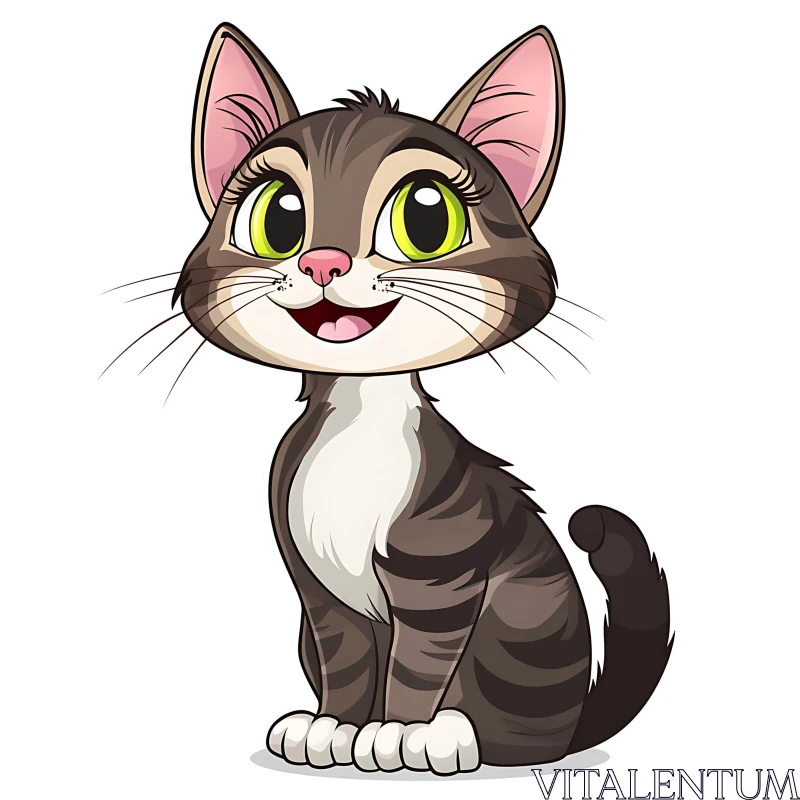 Happy Tabby Cat Character Illustration AI Image