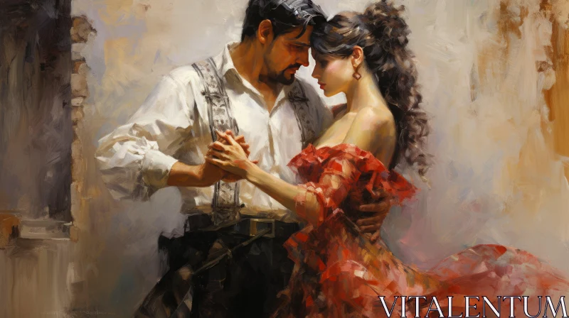 Captivating Oil Painting of a Passionate Dance AI Image