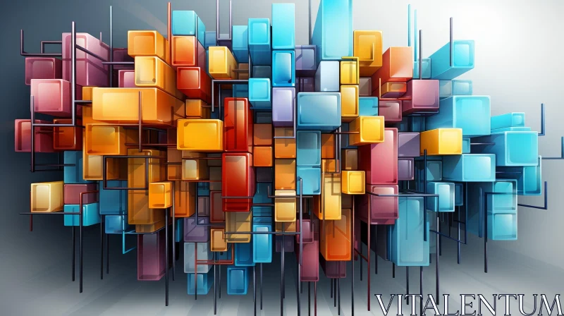 Colorful Glass Three-Dimensional Abstraction AI Image