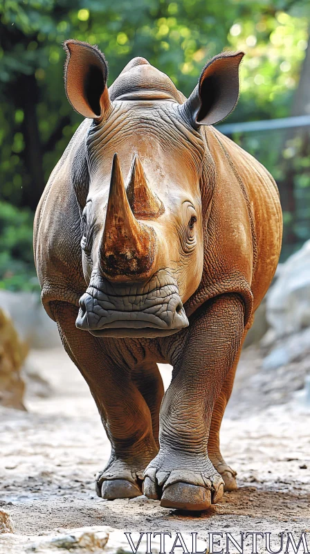 Wildlife Beauty: Rhinoceros Stroll AI Image