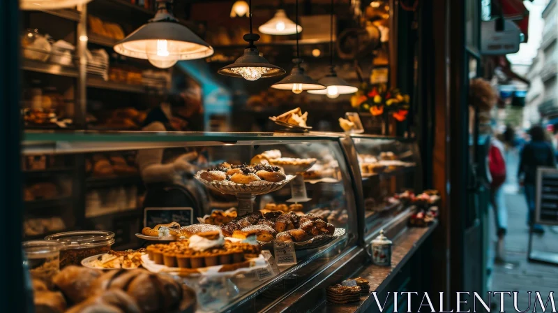 Delicious Pastries at a Charming Bakery | Window Display AI Image