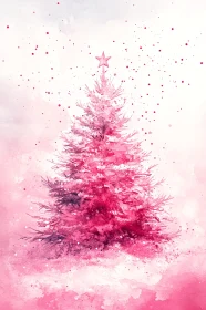 Festive Pink Christmas Tree Artwork