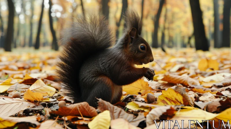 Squirrel in Autumn Forest AI Image