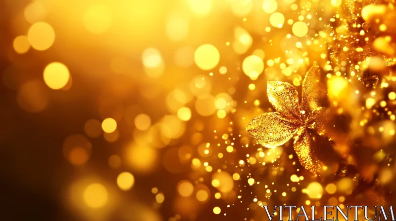 Shimmering Golden Flower with Bokeh Effects AI Image