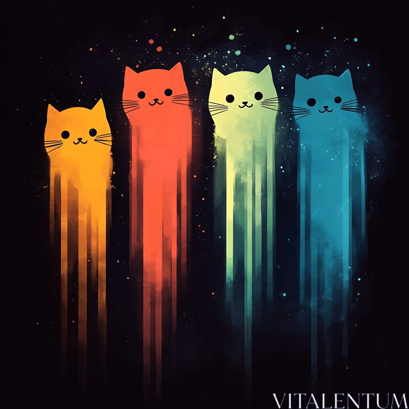 Whimsical Dripping Cat Figures AI Image